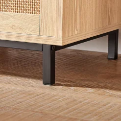 Banc à Chaussures Coussin 2 Portes Coulissante Façades Rotin Tissé, FSR154-N, SoBuy