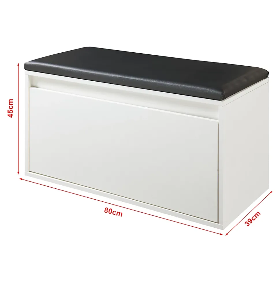 Banc à chaussures Degerfors 80 x 39 x 45 cm blanc noir en.casa