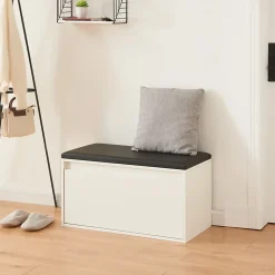 Banc à chaussures Degerfors 80 x 39 x 45 cm blanc noir en.casa
