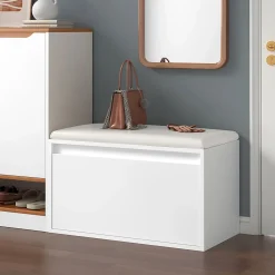 Banc à chaussures Degerfors 80 x 39 x 45 cm blanc en.casa