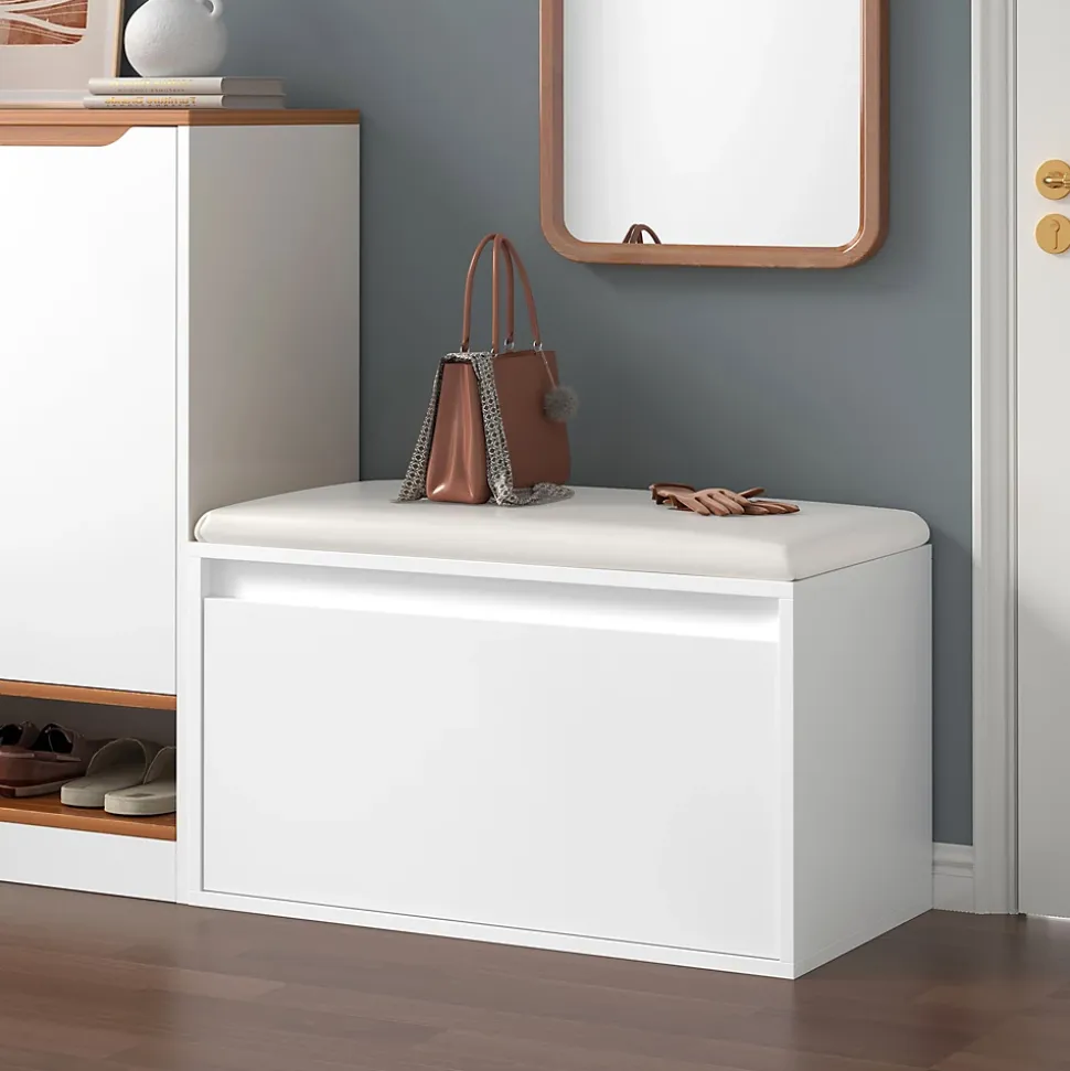 Banc à chaussures Degerfors 80 x 39 x 45 cm blanc en.casa
