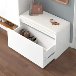 Banc à chaussures Degerfors 80 x 39 x 45 cm blanc en.casa