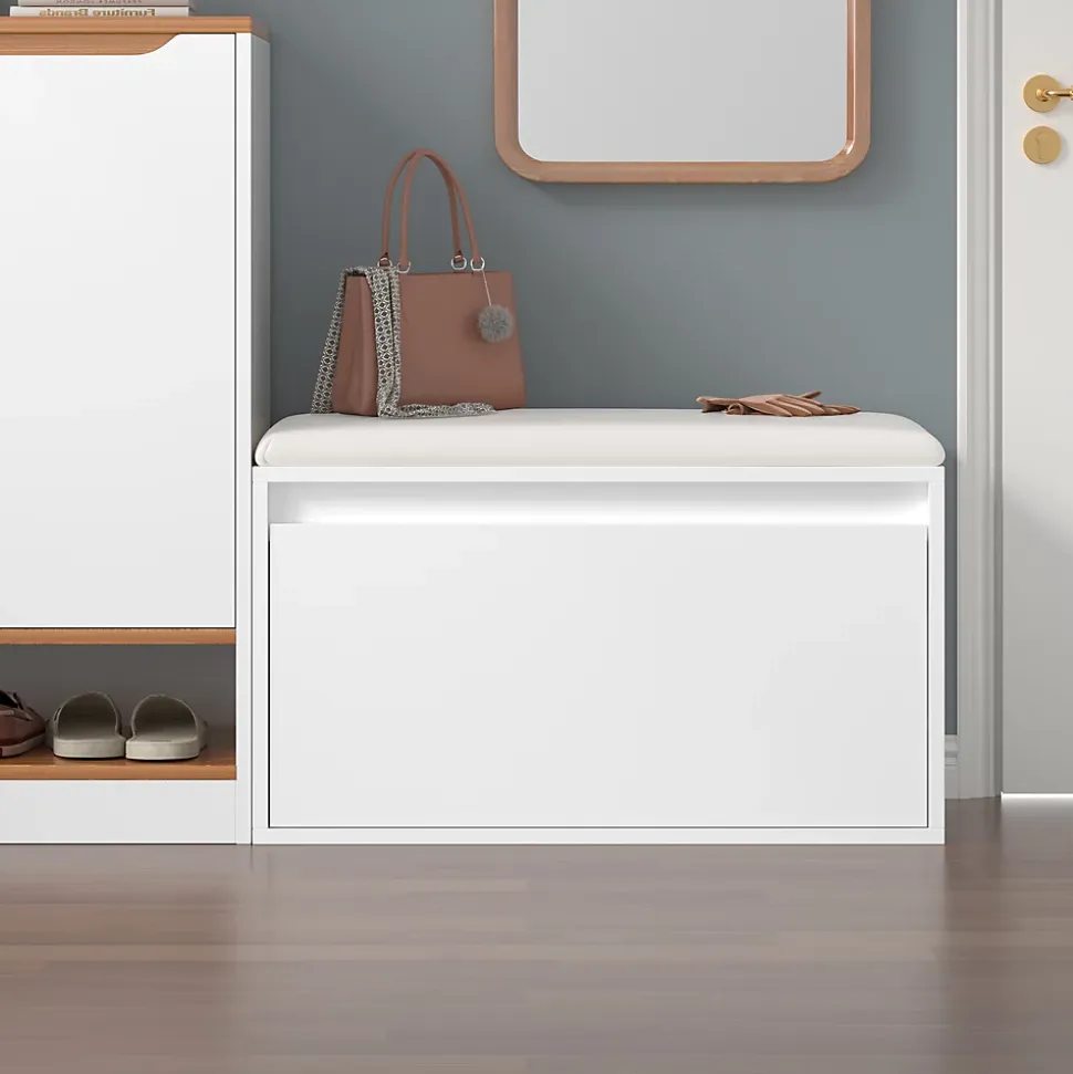 Banc à chaussures Degerfors 80 x 39 x 45 cm blanc en.casa