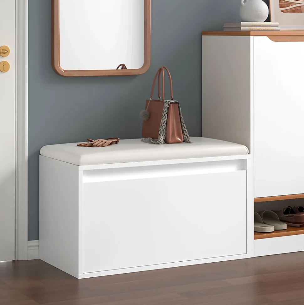 Banc à chaussures Degerfors 80 x 39 x 45 cm blanc en.casa