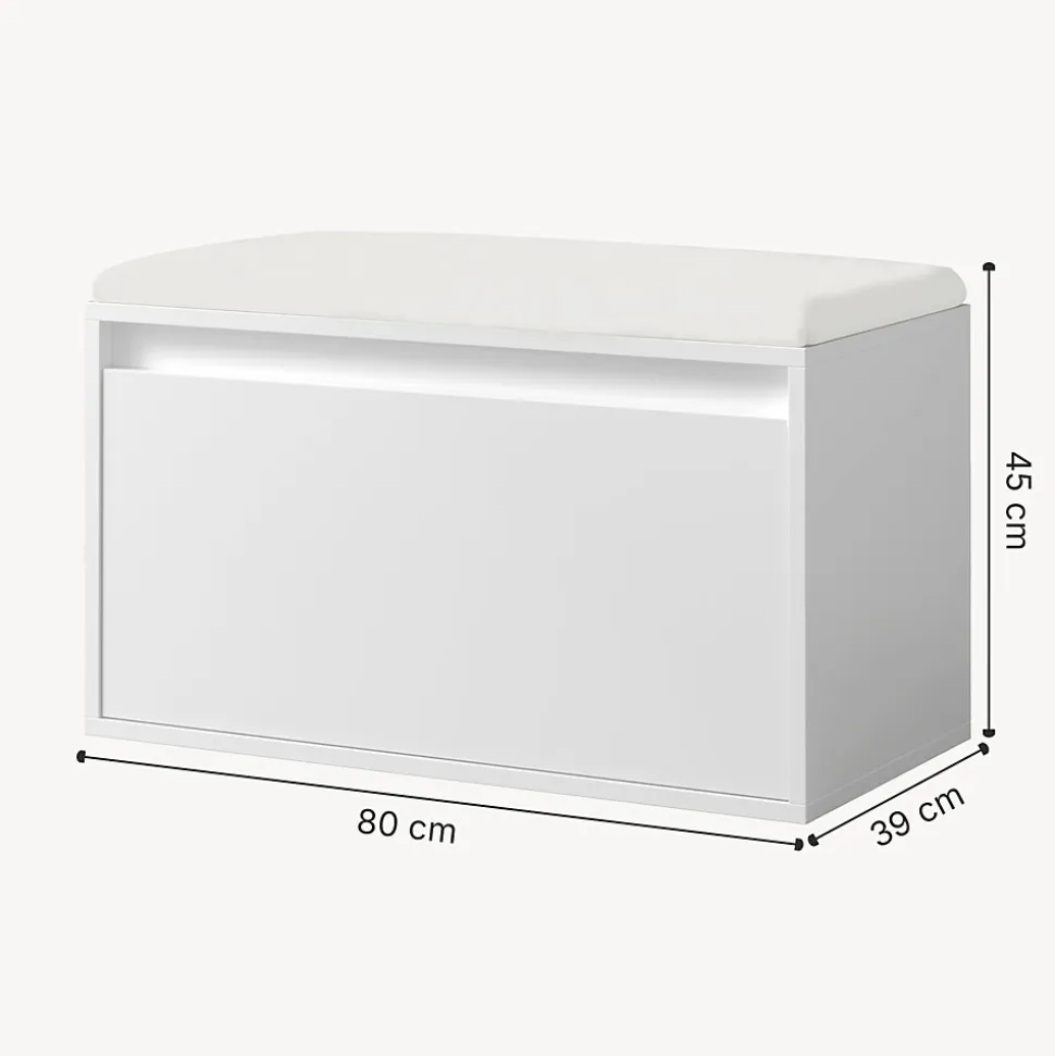 Banc à chaussures Degerfors 80 x 39 x 45 cm blanc en.casa