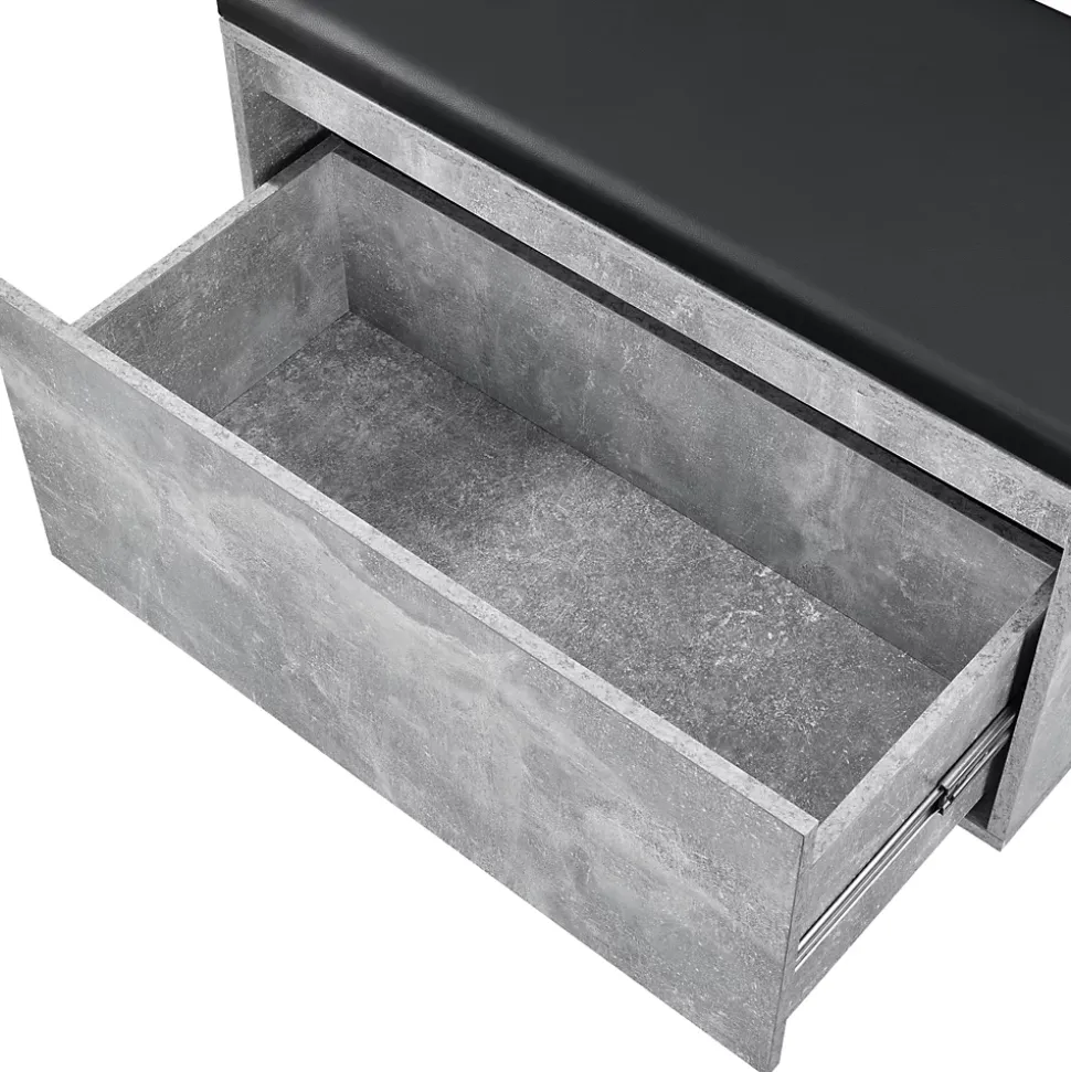 Banc à chaussures Degerfors 80 x 39 x 45 cm effet béton noir en.casa