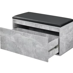 Banc à chaussures Degerfors 80 x 39 x 45 cm effet béton noir en.casa