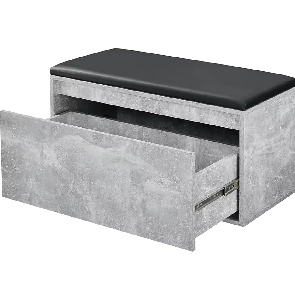 Banc à chaussures Degerfors 80 x 39 x 45 cm effet béton noir en.casa