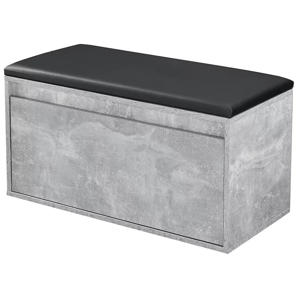 Banc à chaussures Degerfors 80 x 39 x 45 cm effet béton noir en.casa