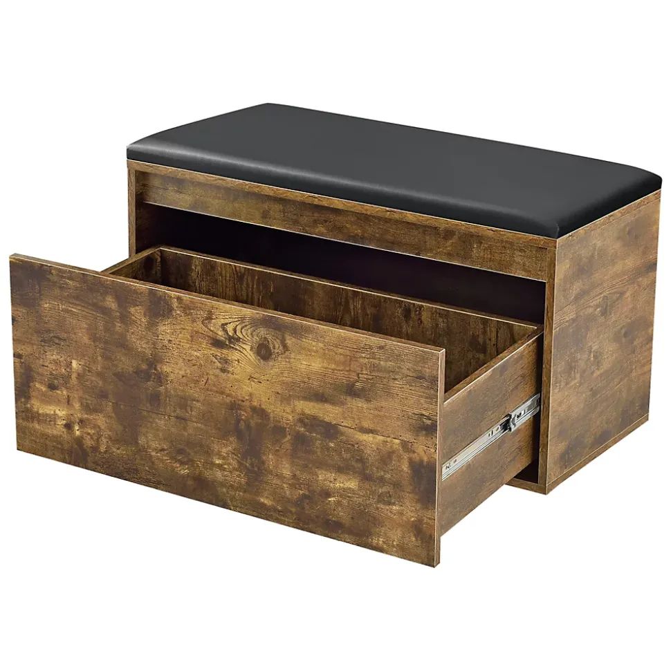 Banc à chaussures Degerfors 80 x 39 x 45 cm effet chêne foncé noir en.casa