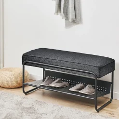 Banc à chaussures Lillehammer 90 x 37 x 42 cm noir en.casa