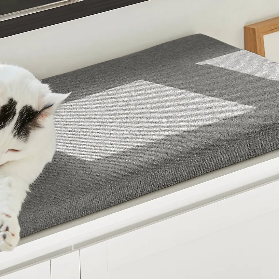 Banc à Chaussures Meuble Litière Chat, 2 Portes, 3 Bols Intégrés, Coussin, FSR136-W, SoBuy