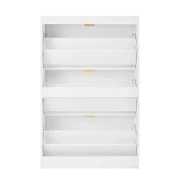 Banc à chaussures étroit avec 3 volets, armoire à chaussures, commode à chaussures,76x23x118cm,blanc