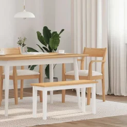 Banc 90 cm blanc bois massif caoutchouc vidaXL