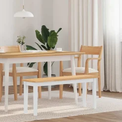 Banc 110 cm blanc bois massif caoutchouc vidaXL