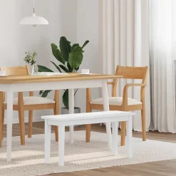 Banc 90 cm blanc bois massif caoutchouc vidaXL