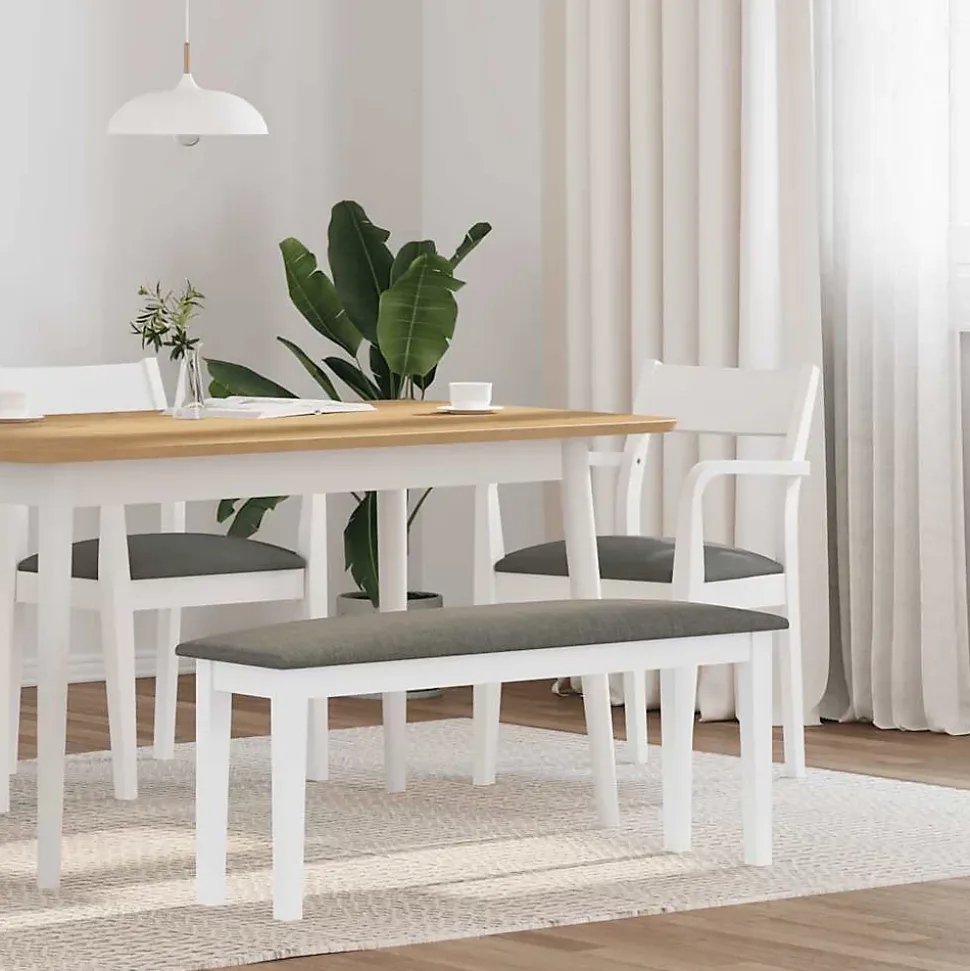 Banc 110 cm blanc bois massif caoutchouc vidaXL