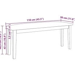 Banc 110 cm blanc bois massif caoutchouc vidaXL