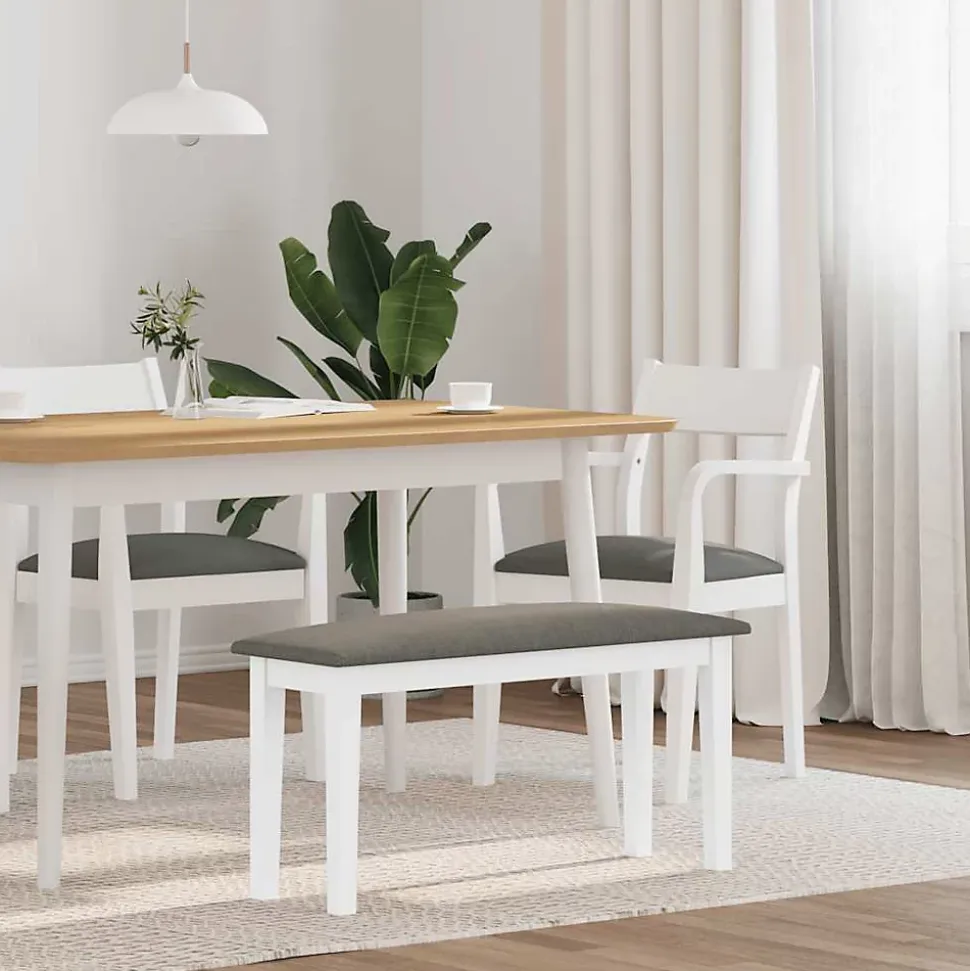 Banc 90 cm blanc bois massif caoutchouc vidaXL