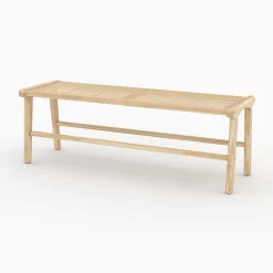 Banc 120 cm en bois de teck et cannage - Kuna