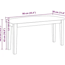 Banc 90 cm marron bois massif caoutchouc vidaXL