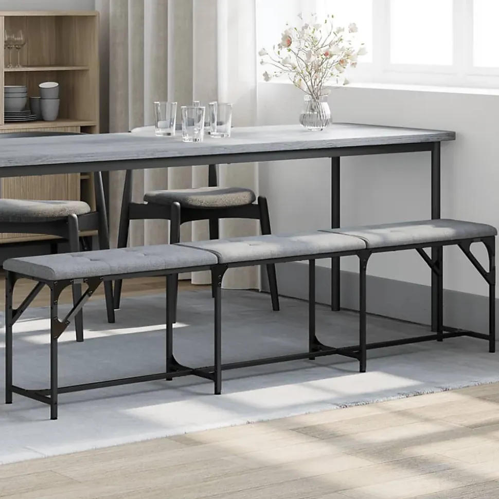 Banc à manger gris clair 186x32x45 cm acier et tissu vidaXL