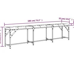 Banc à manger gris clair 186x32x45 cm acier et tissu vidaXL