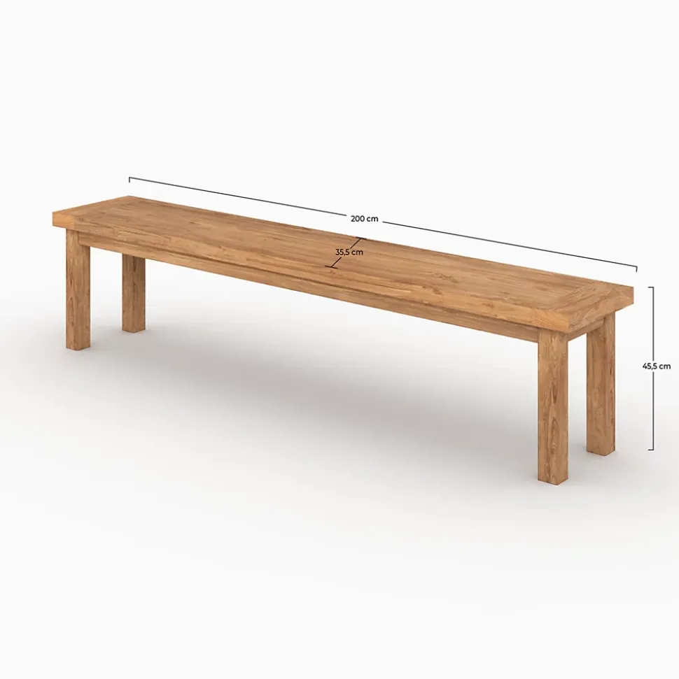 Banc 3 places en bois de teck recyclé 200 cm - Mémo