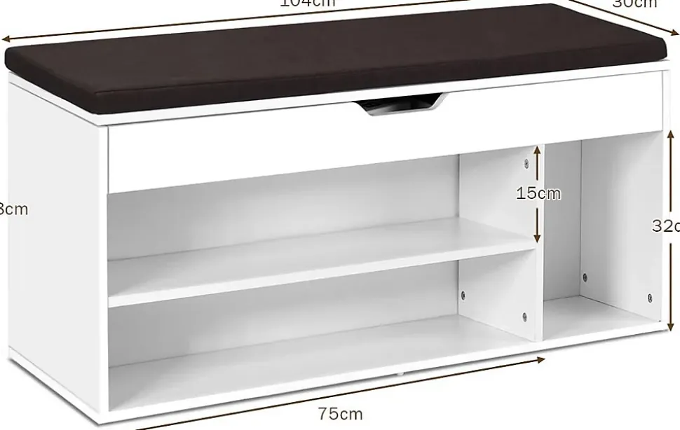 Banc a Chaussures avec Coussin Meuble a Chaussure Multifonctionnel en Bois Commode a Chaussures pour Entree