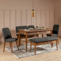 Banc Arielli, Banc polyvalent, Sièges pour les invités, Coffre multifonctionnel, 110x40h48 cm, Noyer et Anthracite