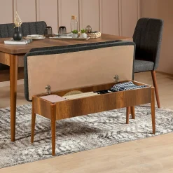 Banc Arielli, Banc polyvalent, Sièges pour les invités, Coffre multifonctionnel, 110x40h85 cm, Noyer et Anthracite