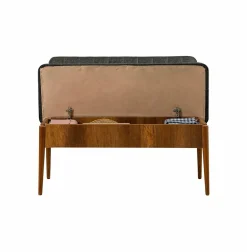 Banc Arielli, Banc polyvalent, Sièges pour les invités, Coffre multifonctionnel, 110x40h85 cm, Noyer et Anthracite
