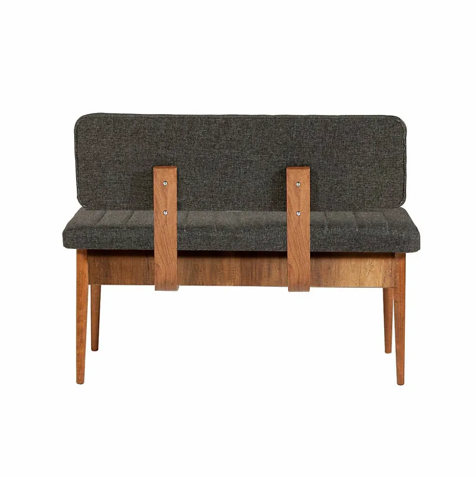 Banc Arielli, Banc polyvalent, Sièges pour les invités, Coffre multifonctionnel, 110x40h85 cm, Noyer et Anthracite