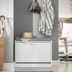 Banc Armoire à Chaussures 1 abattant avec Coussin Meuble d'entrée Coffre, FSR16-HG, SoBuy