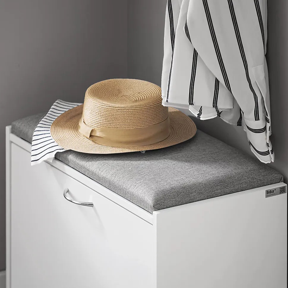 Banc Armoire à Chaussures 1 abattant avec Coussin Meuble d'entrée Coffre, FSR16-HG, SoBuy
