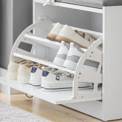 Banc Armoire à Chaussures 1 abattant avec Coussin Meuble d'entrée Coffre, FSR16-HG, SoBuy