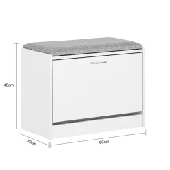 Banc Armoire à Chaussures 1 abattant avec Coussin Meuble d'entrée Coffre, FSR16-HG, SoBuy