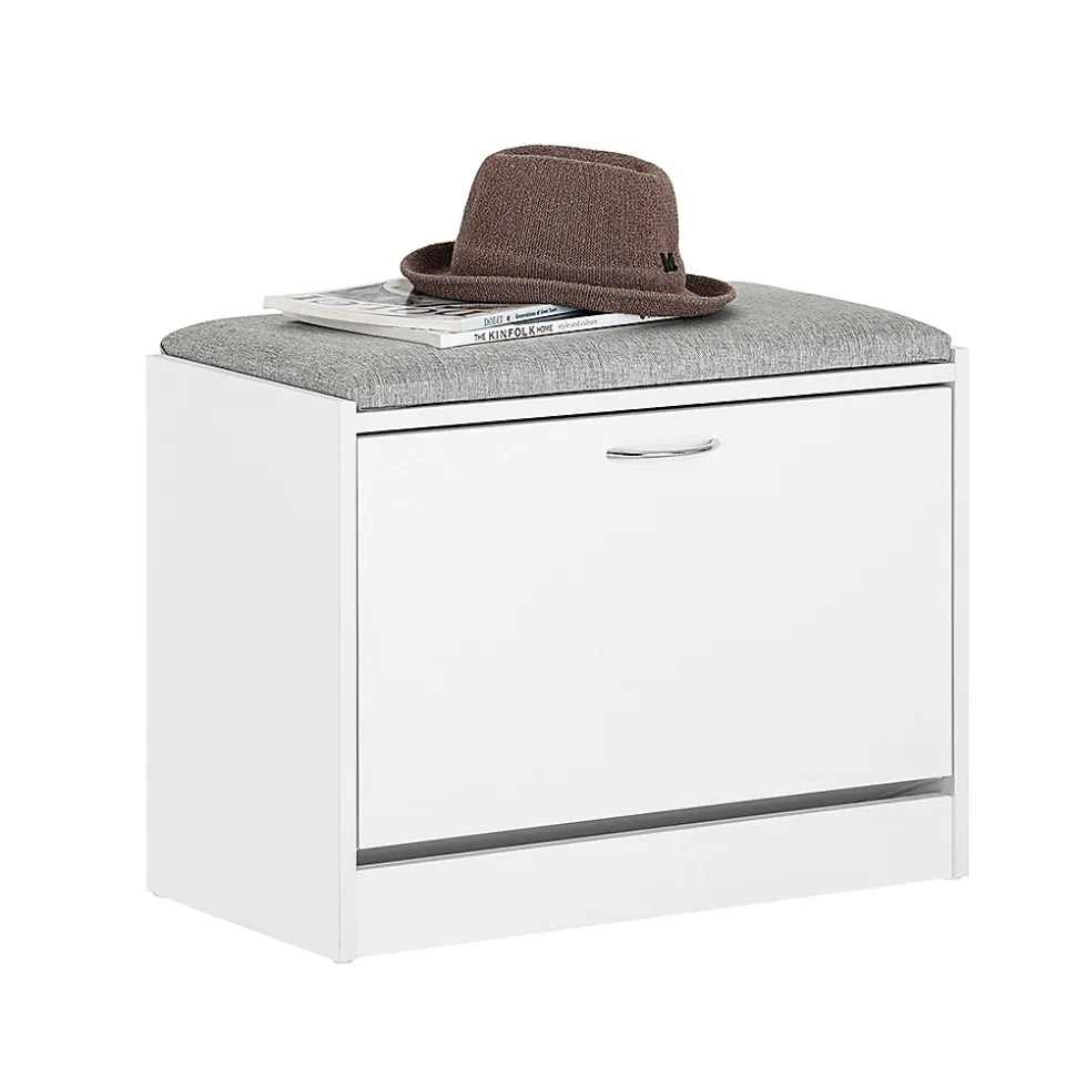 Banc Armoire à Chaussures 1 abattant avec Coussin Meuble d'entrée Coffre, FSR16-HG, SoBuy