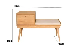Banc Asolo, Banc polyvalent, Sièges pour les invités, Coffre multifonctionnel, 40x105h45 cm, Chêne et Crème