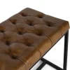 Banc avec assise rembourrée en cuir et pieds en fer