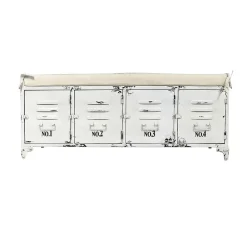 Banc avec rangement en métal blanc Félicie
