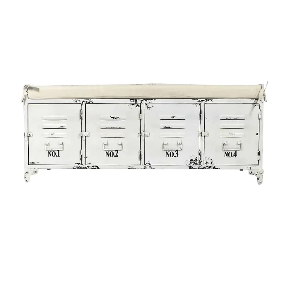 Banc avec rangement en métal blanc Félicie