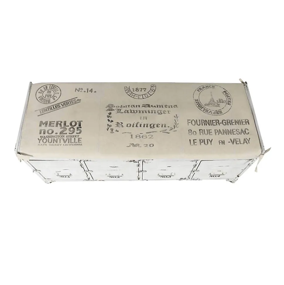 Banc avec rangement en métal blanc Félicie