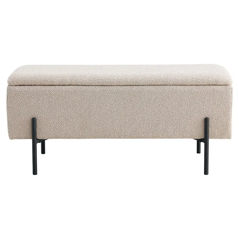 Banc avec Rangement Watford, Beige, Polyester, 36,5x95x42 cm, Seven Design