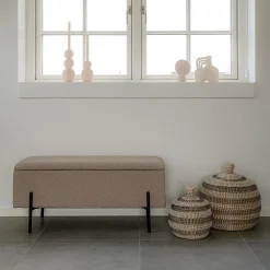 Banc avec Rangement Watford, Beige, Polyester, 36,5x95x42 cm, Seven Design
