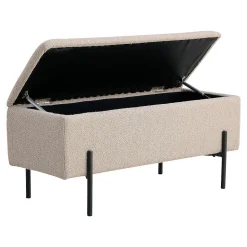 Banc avec Rangement Watford, Beige, Polyester, 36,5x95x42 cm, Seven Design