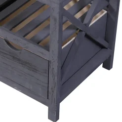 Banc Banquette Assise 2 Tiroirs Bois Gris Shabby Chic 43x65x34