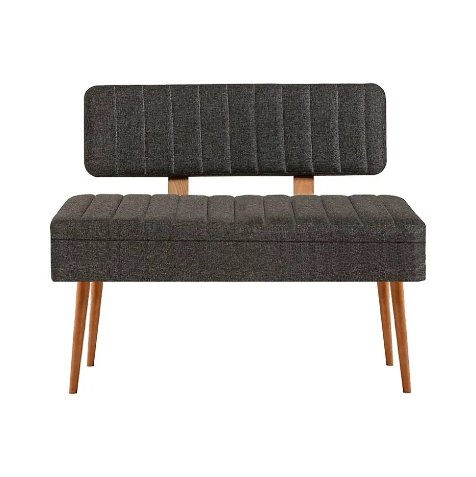Banc Barthelemy, Banc polyvalent, Sièges pour les invités, Coffre multifonctionnel, 90x39 h40 cm, Chêne et Anthracite