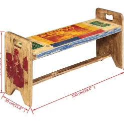 Banc Bois massif recyclé 100x30x50 cm vidaXL