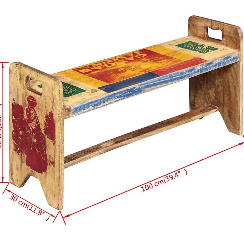 Banc Bois massif recyclé 100x30x50 cm vidaXL